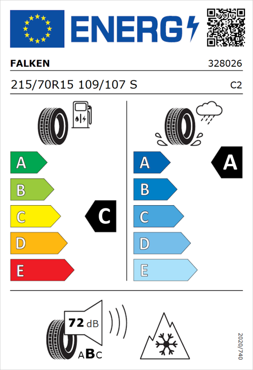 Tyre Label for Falken Linam VAN01 215/70R15 109/107S